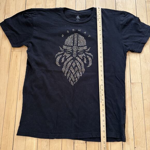 Disney Epcot Norway World Showcase Men's Size L T-Shirt Tee Black/Gold 2 Sided - Picture 4 of 5